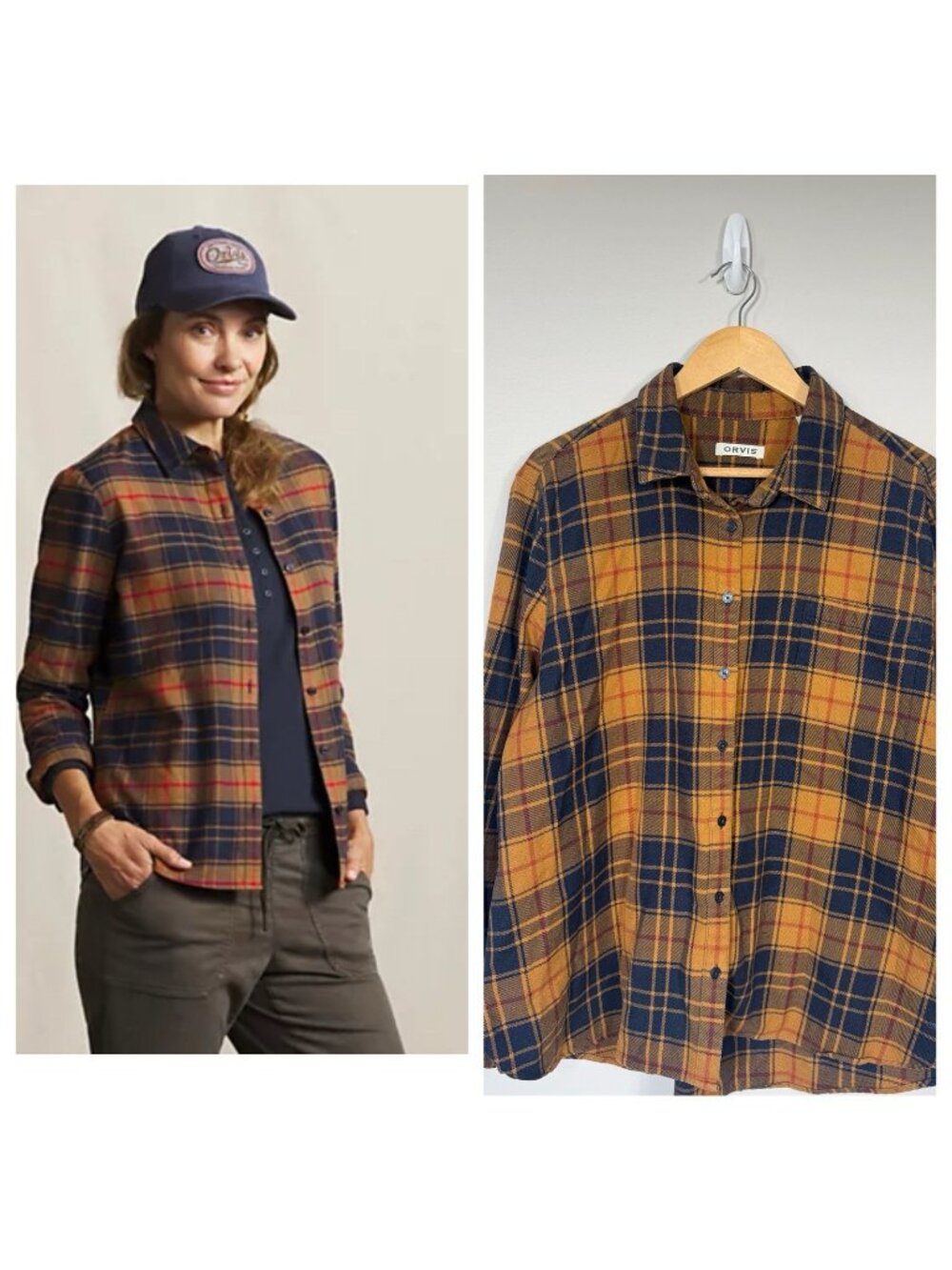 Orvis Women Flat Creek Tech Flannel Shirt Plaid 100% Cotton Long Sleeve Outdoor